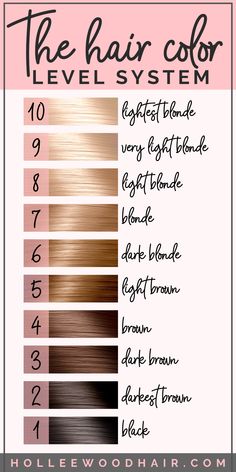 Hair Color Number Chart, Hair Level Chart, Blonde Hair Levels, Levels Of Hair Color, Hair Color Levels, Level 7 Hair Color, Blonde Hair Color Chart, Different Shades Of Blonde, The Best Hair Color