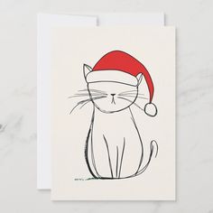 a card with a cat wearing a santa hat