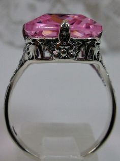 Pink Topaz Ring, Edwardian style, sterling silver filigree, with flared prong detail, Treasure design Pink Topaz Ring, Pink Topaz, Edwardian Era, Filigree Ring, Silver Filigree, Topaz Ring, Ring Vintage, The Vintage, Vintage Design