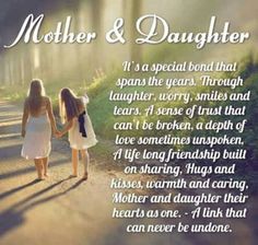 two girls walking down a road holding hands with the words mother and daughter on it