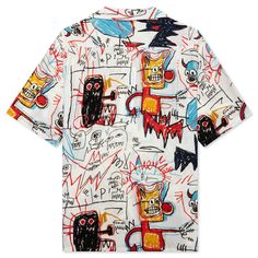 Inspired by Jean-Michel Basquiat, the Wacko Maria Jean-Michel Basquiat Hawaiian Type-4 S/S Shirt makes an impression with its rayon construction and spread collar. A chest pocket is placed, while the button closure and all-over artist imagery wraps up the design. 100% rayon Spread collar Button-down closure All-over graphics Chest pocket Style No: BASQUIAT-WM-HI15 Wacko Maria, Michel Basquiat, Convertible Collar, Ivy Style, Hawaiian Shorts, Jean Michel, Hawaii Shirt, Jordan 1 Retro