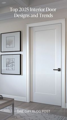 two white doors in a living room with the words top 205 interior door designs and trends