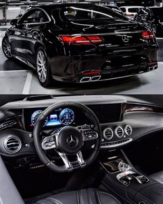 the inside and outside of a mercedes car