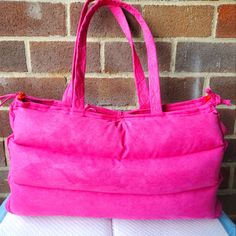 Handmade Ultra Suede Pink Material. This Puffher Tote Bag Is Big And Roomy 20wx10hx5d, Each Strap Is 2.5 Ft Long For Shoulder Comfort. Tie Enclosure In The Middle And On The Sides. A Hanging Ring To Clip Your Keys To. Surprise That Comes With The Bag. ( When Purchase I Will Tell You) The Puffher Bag Is Overstuffed That Gives It A Great Shape. Pink Weekend Bag With Removable Pouch, Pink Rectangular Bag With Rolled Handles, Pink Bags With Rolled Handles For Daily Use, Pink Tote Bag With Rolled Handles, Womens Tote Bags, In The Middle, The Middle, Tote Bag, Ring