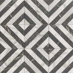 black and white marble tiles with diagonal stripes