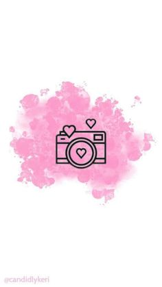 a camera with hearts on it and the words i love you written in pink ink