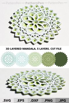 an image of some paper cut outs with different shapes and colors on them, including green