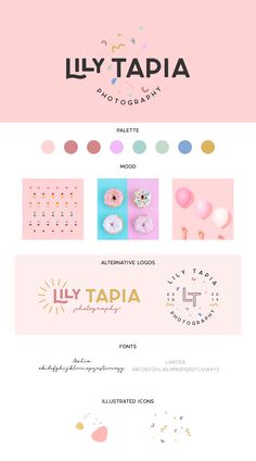 the website design for lily tapia, a photographer's studio in singapore with pastel colors and sprinkles