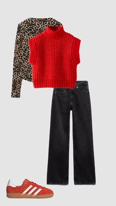 Creative Fall Outfits, Black Jeans Sneakers Outfit, Red Jeans Outfit Aesthetic, Red Sneakers Outfit, Casual Outfit Inspiration, Stylish Work Outfits, Mode Inspo, 10 Pounds