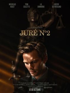 the movie poster for jure n'2 is shown in black and gold colors