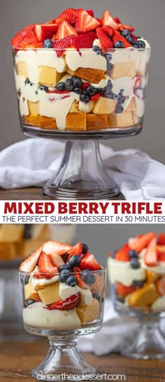 the layered berry trifle is ready to be served in desserts or as an appetizer