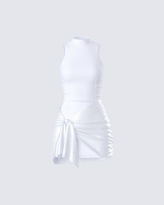 We love a classy babe ☁️  Made from a blend of jersey and satin fabric, this white mini dress is a bodycon style with wrap sash detailing, creating a look that is perfect for making an impression that sticks 🤍 White Dresses Classy, White Classy Dress, White Birthday Dress, Mini White Dress, Winter Birthday Outfit, Mini Dress Outfits, Bodycon Style, Wrap Mini Dress, New Years Eve Outfits