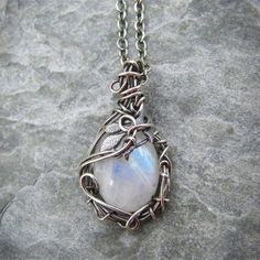 Mystery Fairy Leaf Moonstone Necklace - AtPerry's Healing Crystals Moonstone Pendant Necklace, Hot Jewelry, Writing Gifts, Blue Moonstone, Bohemian Necklace, Moonstone Necklace, Moonstone Pendant, Stone Necklace, Wire Wrapped