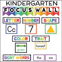 a poster with the words, numbers and shapes for children to use in their classroom