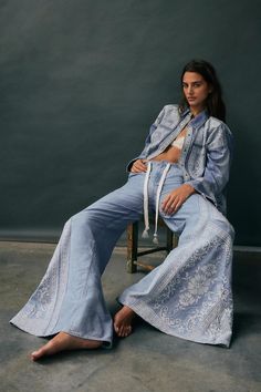 We The Free Power Play Wide-Leg Jeans | Free People Embroidered Denim Shirt, Free Power, Free People Style, Sporty Sneakers, All Jeans, Embellished Jeans, Lace Dress Long, Denim And Lace, Strapless Tops