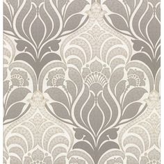 an ornate wallpaper pattern in grey and white