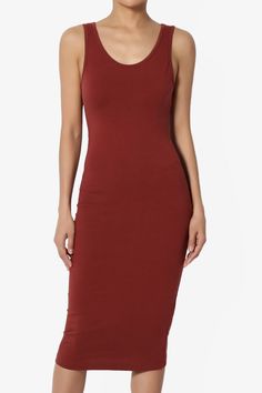 Fontella Sleeveless Bodycon Midi Dress BRICK_1 Casual Festival, Designer Midi Dresses, Vacation Looks, Beach Trips, Bodycon Midi Dress, Sleeveless Midi Dress, Scoop Neck Top, Summer Events, Bodycon Midi