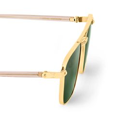 LOUIS VUITTON® - Lv Signature Metal Square Sunglasses - Gold Luxury Green Sunglasses With Square Frame, Luxury Green Wayfarer Sunglasses, Luxury Aviator Sunglasses Glass, Luxury Green Polarized Sunglasses, Luxury Gold Wayfarer Sunglasses, Luxury Green Sunglasses With Uv Protection, Luxury Green Sunglasses With Mirrored Lenses, Luxury Wayfarer Glass Sunglasses, Luxury Aviator Sunglasses With Mirrored Square Frame