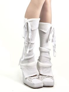 These knitted leg sleeves feature a stylish lace-up design and a unique flap style at the top, showcasing a high level of craftsmanship. They are lightweight and breathable, ensuring comfort without causing overheating.  The price includes one pair of leg sleeves. Bandage Socks, Leg Warmers Aesthetic, Coquette Shoes, Leg Accessories, Tattoo Tights, Knitted Leg Warmers, Steampunk Fashion Male, Gothic Skirts, Nyc Summer