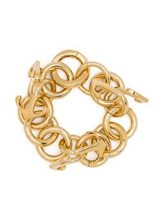 gold-tone brass polished finish signature Arrows motif chain bracelet spring-ring fastening Gold Metal Link Chain Ring, Luxury Brass Jewelry With Gold-tone Hardware, Luxury Gold-tone Brass Jewelry, Luxury Metal Bracelets With Gold-tone Hardware, Gold-tone Charm Bracelet With Link Chain, Gold-tone Chunky Chain Bracelet With Oval Links, Gold-tone Gold Bracelet With Chunky Oval Link Chain, Luxury Metal Jewelry With Gold-tone Hardware, Modern Metal Jewelry With Gold-tone Hardware