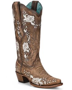 Corral Tall Boots, Sunflower Cowgirl Boots, Western Wedding Boots, Harley Wedding, Snip Toe Cowgirl Boots, Cowgirl Boots Wedding, Cute Cowgirl Boots, Leather Patterns, Womens Cowgirl Boots