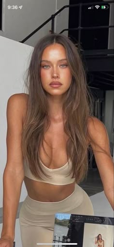 Mousy Brunette Hair, Light Brown Hair Celebrities, Cool Honey Brown Hair, New Hair Instagram Pictures, Brown Hair Light Eyebrows, Isabelle Mathers Makeup, Mousy Brunette, Blonde Olive Skin, Hazelnut Hair Color Brown Light