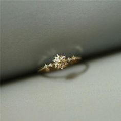 Snowflake Ring, Gold Ring, Diamond Ring, Ring, Gold, White