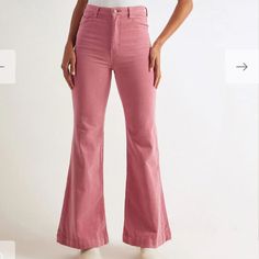 The Cutest Pair Of Corduroy Pants In The Best Shade Of Pink. The Flare/ Boot Cute Style Is So Flattering. Never Worn - New With Tags Pink Cotton Flare Jeans For Fall, Corduroy Jeans For Spring, High Rise Corduroy Jeans For Spring, High Rise Pink Pants For Fall, Pink High Rise Pants For Fall, Spring Full Length Corduroy Jeans, Pink Corduroy Pants For Fall, Spring Corduroy Jeans, Chic Full Length Corduroy Pants