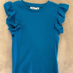 Size Small Nwt True To Size Could Also Fit An Xs Blue Short Sleeve Top For Spring, Trendy Blue Crew Neck Short Sleeve Top, Blue Casual Short Sleeve Top For Spring, Casual Blue Short Sleeve Top For Spring, Blue Cotton Short Sleeve Top For Spring, Blue Stretch Short Sleeve Top For Summer, Stretch Blue Short Sleeve Top For Summer, Blue Shorts, Tshirt Colors