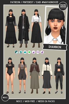 an image of some people in different outfits and hair styles for the simse game