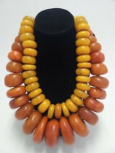 Find many great new & used options and get the best deals for 2 Amber Copal Beaded Necklace Moroccan Berber Handcrafted Resin vintage look 50s at the best online prices at eBay! Free shipping for many products! African Style Necklace, Wooden Bead Jewelry, Large Bead Necklace, African Beads Necklace, Egyptian Necklace, Amber Bead Necklace, Chunky Bead Necklaces, African Necklace, Vintage Beads Necklace