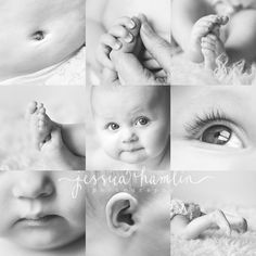 a baby's eyes and nose are shown in black and white