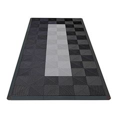 a black and white checkered area rug