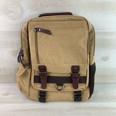 Canvas Outdoor Backpack Slingback Bag Khaki / Beige / Tan Size 14.5" H X 10" W X 4" D New With Tag Outdoor Backpacks, Messenger Bag Men, Messenger Bags, Backpacks, Man Shop, Canvas, 10 Things, Color, Messenger Bag