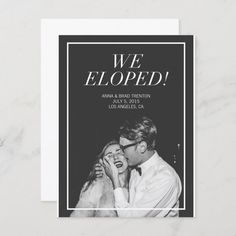 an elegant black and white photo save the date card