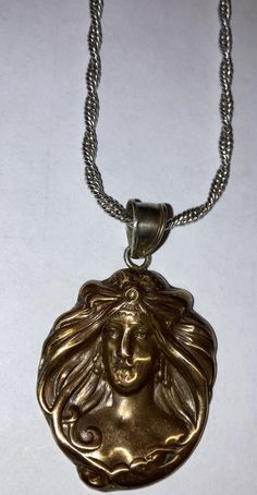 ANTIQUE STERLING SILVER ART NOUVEAU WOMAN BUST PENDANT NECKLACE VICTORIAN | eBay Victorian Sterling Silver Necklace, Antique Bronze Sterling Silver Necklace, Antique Sterling Silver Necklace In Bronze, Antique Necklace With Intricate Oval Pendant, Antique Silver Victorian Necklace, Victorian Pendant Necklace Stamped 925, Victorian Bronze Necklace With Large Pendant, Vintage Necklaces Stamped 925, Victorian Stamped 925 Pendant Necklace