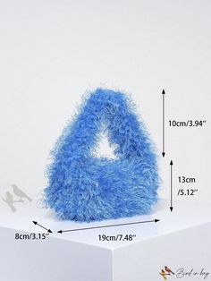 Bird in Bag - Blue Solid Fluffy Satchel Bag Blue Rectangular Bags For Winter, Blue Rectangular Winter Bags, Trendy Fluffy Shoulder Bag, Casual Blue Shoulder Bag For Winter, Trendy Blue Bags For Winter, Trendy Blue Shoulder Bag For Winter, Trendy Blue Winter Bags, Trendy Fluffy Shoulder Bag For Daily Use, Trendy Blue Satchel Shoulder Bag