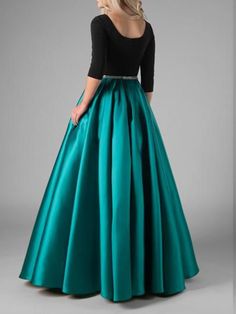 Maxi Dress Swing Daily Color-block Dress, Green / L Long Sleeve Color Block Party Dress, Green Color Block Party Dress, Color Block Long Sleeve Party Dress, Elegant Color Block Party Dress, Elegant Evening Color Block Dress, Elegant Color Block Evening Dress, Green Grad Dress, Lds Prom Dresses, Modest Prom Gowns