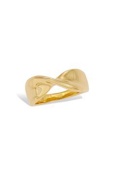 Catch the light with this elegant twisted-band ring crafted from polished 18-karat gold plate. 18k-gold plate Imported Gold Twisted Promise Ring, Twisted 14k Gold Ring, Twisted Gold Ring For Gift, Gold Rings With A Modern Twist, Twisted Gold Anniversary Rings, Twisted Yellow Gold Ring As Gift, Twisted Yellow Gold Ring For Gift, Yellow Gold Twisted Ring For Gift, Gold Ring With Polished Finish And Modern Twist