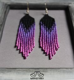 Ultra Violet earrings Style women earrings Long earrings | Etsy Seed Bead Earring, Violet Earrings, Beautiful Beaded Earring, Beads Fashion, Beaded Tassel Earrings, Purple Earrings, Women Earrings, Bead Work Jewelry, Beaded Drop Earrings