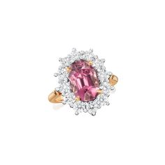 a pink tourmaline and diamond ring