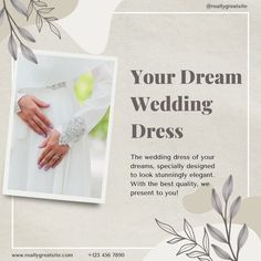 a flyer for a wedding with an image of the bride's hands on her dress