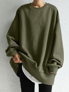 SkuCY-!97234Material<50%Cotton StyleLoose , Long Sleeves FeatureSplit-joint , Solid Color NecklineRound-neck OccasionGoing out , Casual , Urban , Simple SeasonsSpring , Autumn , Winter TypeHoodies&sweatshirt Tops ColorARMY GREEN,BLACK,BROWN,BEIGESizeS,M,L,XL,2XL,3XL,4XL,5XL Please consult the size chart we provide for this item's measurements to help you decide which size to buy.Please note: There may be 1-3cm differ due to manual measurement.CMINCHBustShoulderSleeveLengthS115655184M120675185L12 Oversize Pullover, Pull Oversize, Loose Hoodie, Oversize Casual, Plus Size Designers, Estilo Chic, Loose Pullover, Sweater Collection, Round Neck Sweatshirts