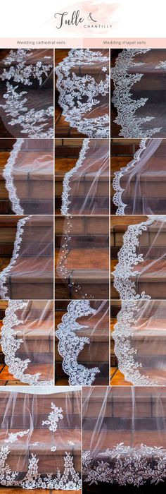 wedding veils with flowers on them are being made in different stages and sizes, including the