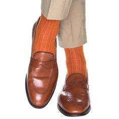 Men's Burnt Orange Dress Socks Socks Outfit Men, Essentials Wishlist, Socks And Loafers, Men In Socks, Orange Socks, Solid Socks, Over The Calf Socks, Gentleman Shoes, Sock Outfits