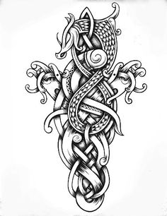 an intricate celtic cross tattoo design