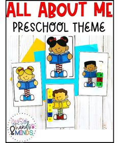 an all about me preschool theme with pictures of the same character and their name on it