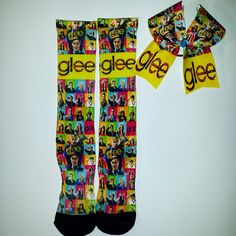 Glee socks and cheer bow set www.blingonthebows.com #glee #cheerbows #customsocks #cheerleader New Directions, Glee