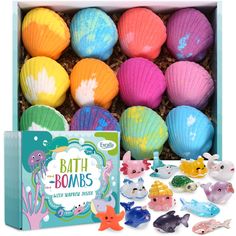 PRICES MAY VARY. 【KIDS BATH BOMBS WITH SURPRISE INSIDE】There are different surprise toys in each shell bomb ball. Mysterious and surprising bath time, make your child fall in love with bathing. 【12 COLORFUL KIDS BATH BOMBS SET】Throw a kids bath bomb into the water and watch it hiss, creating magical colors. 12 pack amazing scent: Ocean, Blueberries, Mango, Green-apple, Orange, Lavender, Lemon, Strawberry, Chamomile, Rose, Jasmine, Watermelon. 【SAFE INGREDIENTS & SKIN-FRIENDLY】Made with safe and Kids Bubble Bath, Kids Bubbles, Animals Toys, Bath Fizzies, Handmade Kids, 6th Birthday Parties, Kids Bath, Fall Kids, Bath Toys