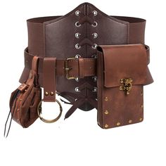 PRICES MAY VARY. -Enhance your Renaissance costume with our Belt Pouch Black/Brown, Corset Waistband + leather Strap Keyring + Coin Purse + Witch Magic Cork Potion Bottle Set. This set features a durable leather belt, an adjustable belt pouch, and two 1500ml glass potion bottle/vials, perfect for Festival Medieval Dress Up，Steampunk Style，Pirate & Assassin play, LARP Ren Faire, Halloween or cosplay parties. -Stand out in the dark and add a touch of magic to your outfit with the Glass Potion Bott Steampunk Halloween, Viking Costume, Festival Costumes, Belt Pouch, Halloween Carnival, Halloween Accessories, Larp, Vintage Costumes